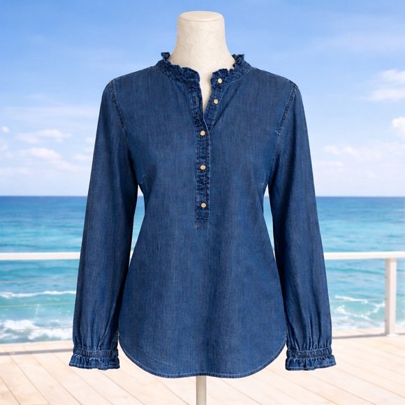 Talbots Tops - Talbots Stylish Lightweight Denim Top with glass buttons